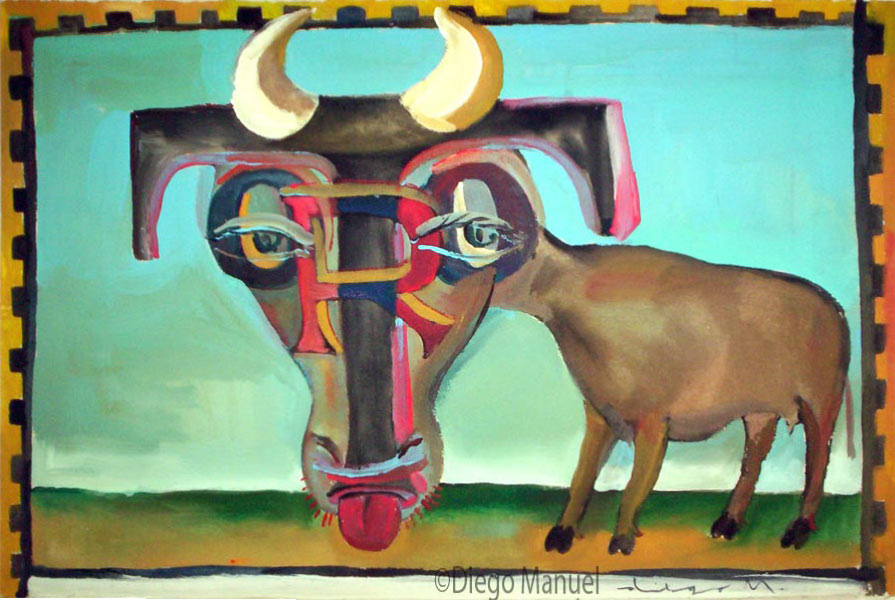Toro,acrylic on canvas,37 x 25cm., year 2005
