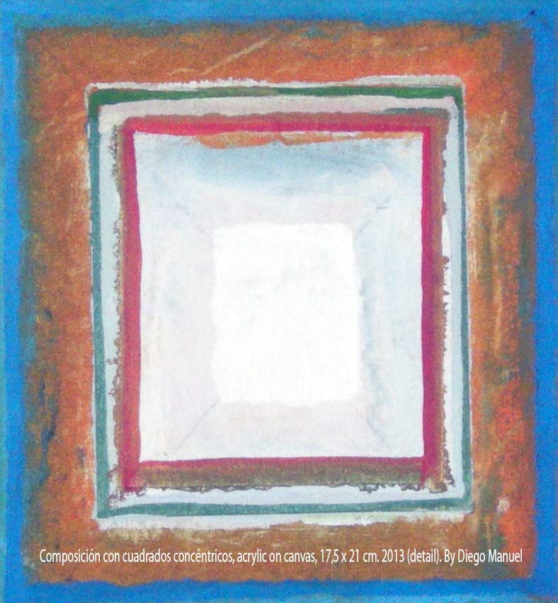 Composicin con cuadrados concntricos, acrylic on canvas, 17,5 x 21 cm. 201. Abstract colorful painting