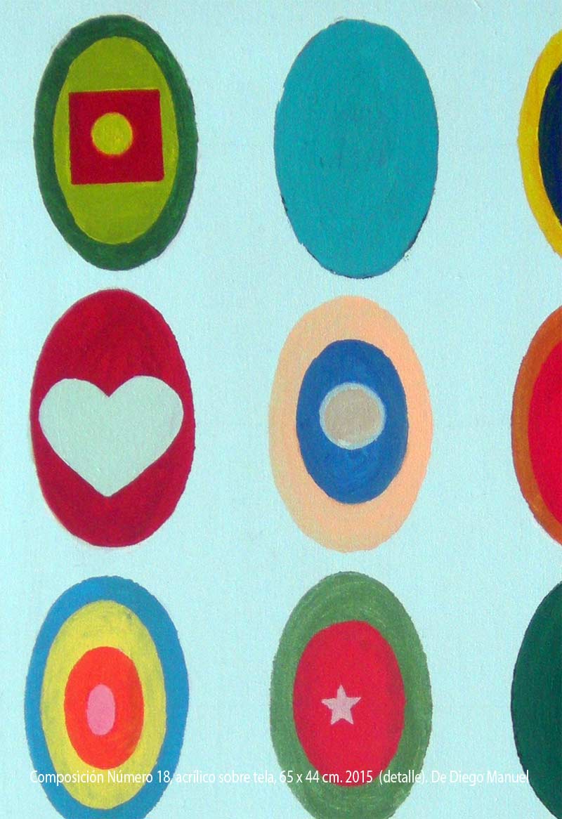 Composicin Nmero 18, acrlico sobre tela, 65 x 44 cm. 2015. Abstract colorful painting