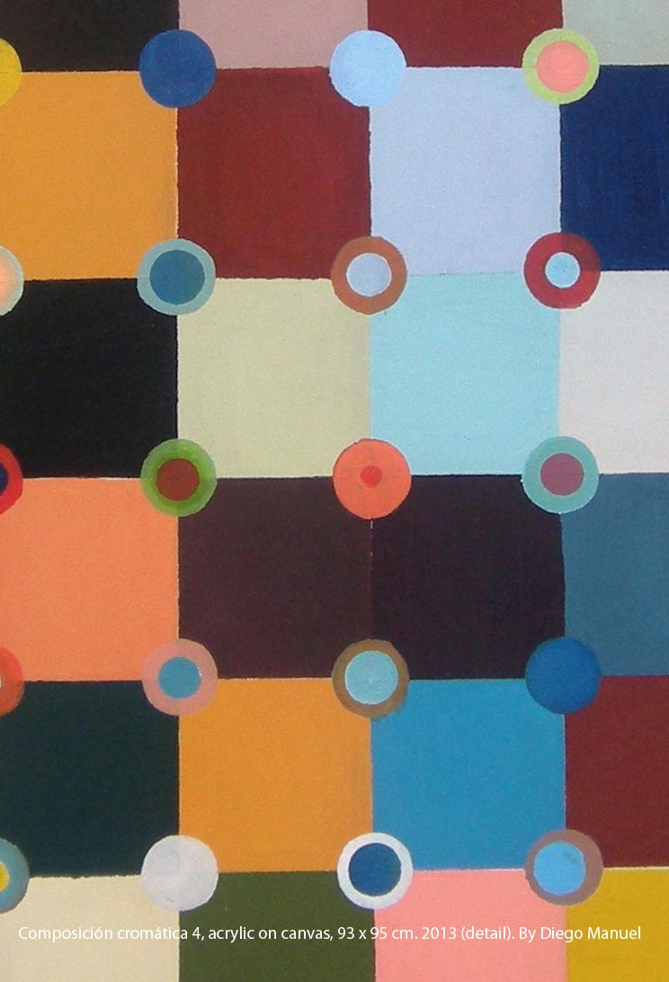 Composicion cromatica 4, acrylic on canvas, 93 x 95 cm. 2013. Abstract colorful painting