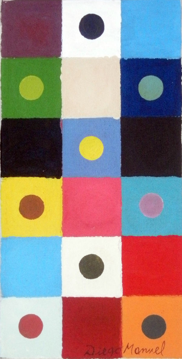Cuadriculado, acrylic on canvas, 15 x 30 cm. 2013. Abstract colorful painting