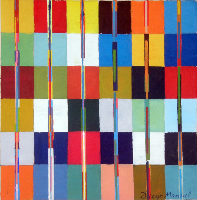 Composicion Numero 12, acrylic on canvas, 30 x 30 cm. 2013. Abstract colorful painting