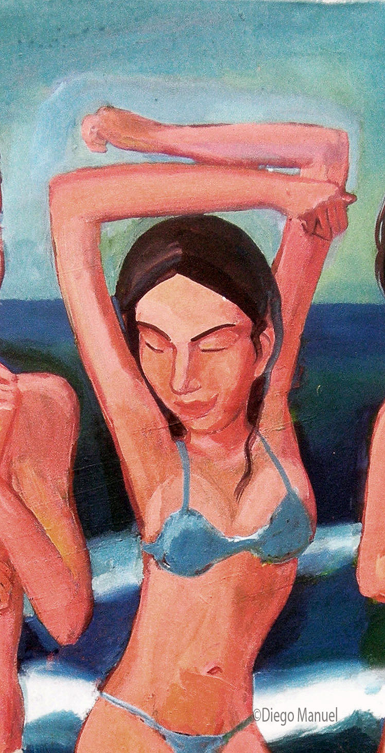 Cuadro del artista Diego Manuel. Bailando en la playa 4, acrylic on canvas, 70 x 100 cm. 2014