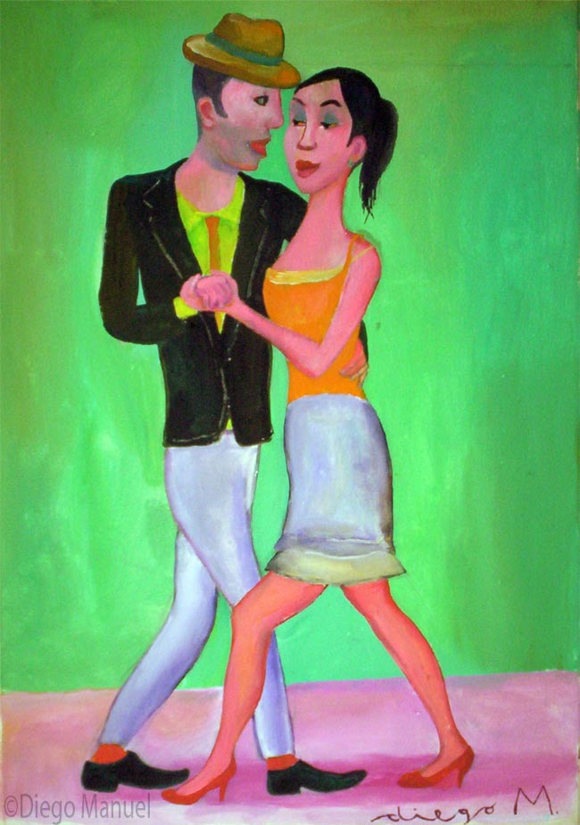 bailarin de Tango 2. Pintura de la Serie Tango del artista Diego Manuel