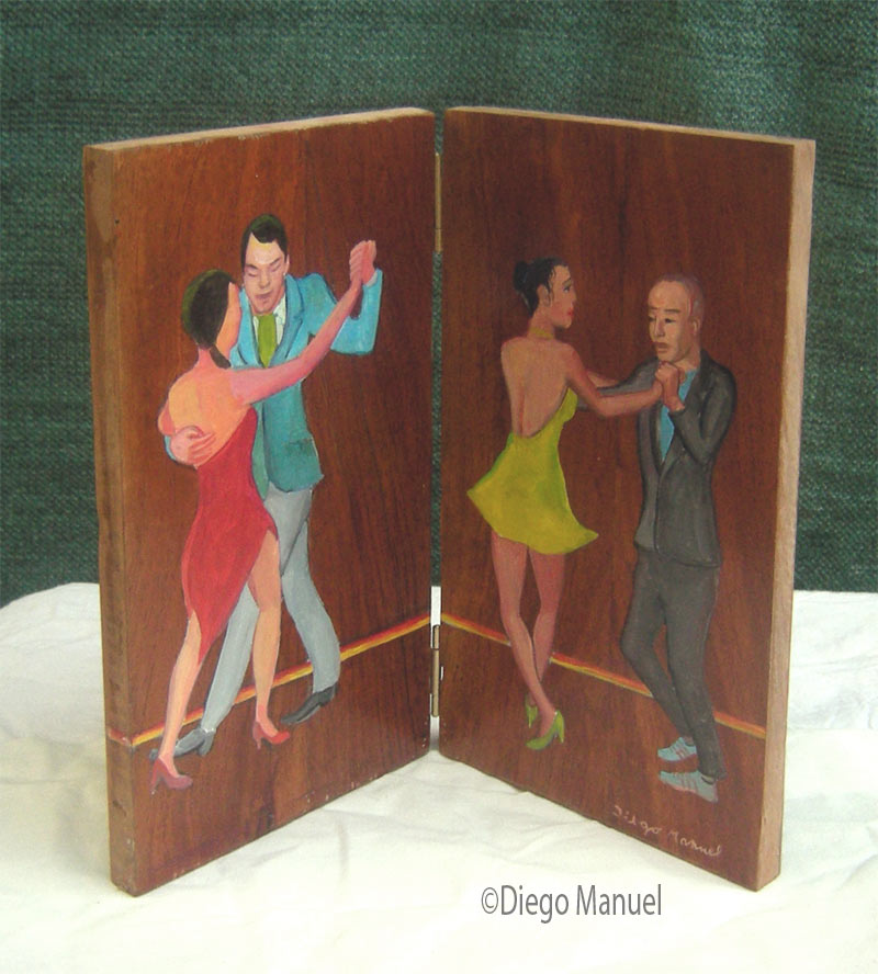 Bailarines de tango. Pintura de la Serie Tango del artista Diego Manuel