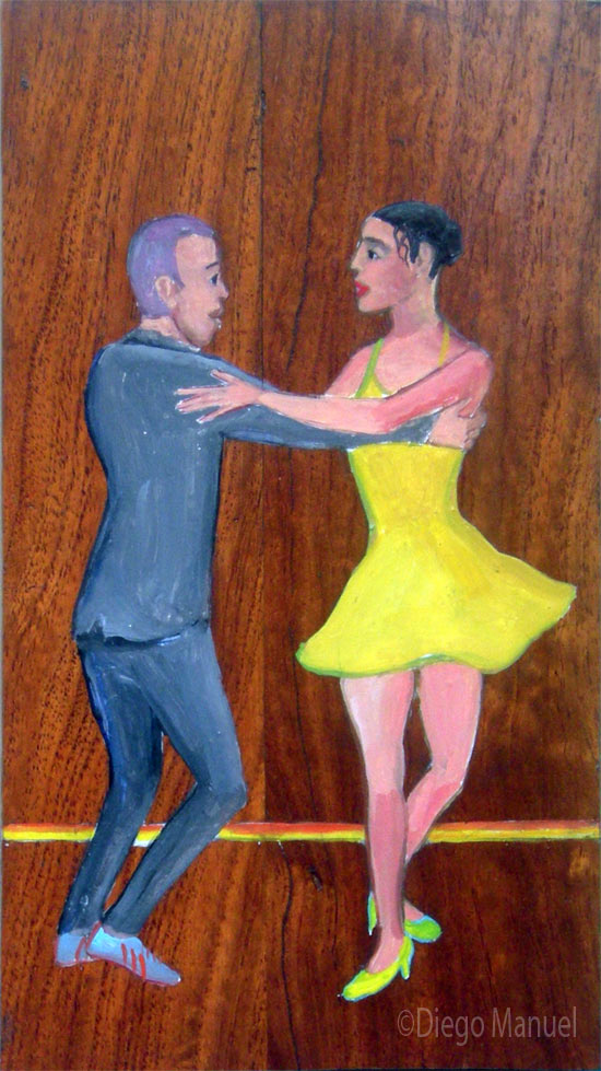 Bailarines de tango. Pintura de la Serie Tango del artista Diego Manuel