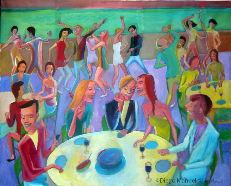 Cuadro del artista Diego Manuel. Baile en el crucero, acrylic on canvas, 100 x 80 cm, 2011 