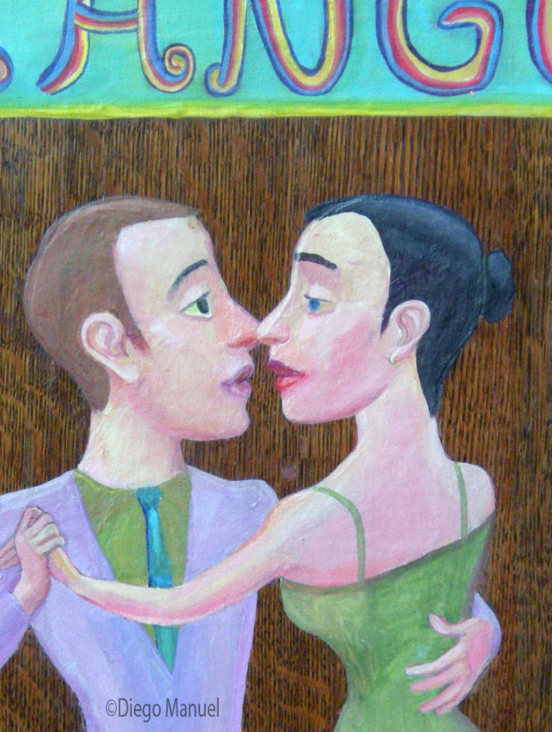 El beso tango . Pintura de la Serie Tango del artista Diego Manuel