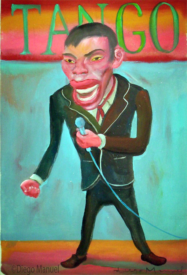  Cantor de tango 2 , acrylic on canvas, 22 x 28 cm . Pintura de la Serie Tango del artista Diego Manuel