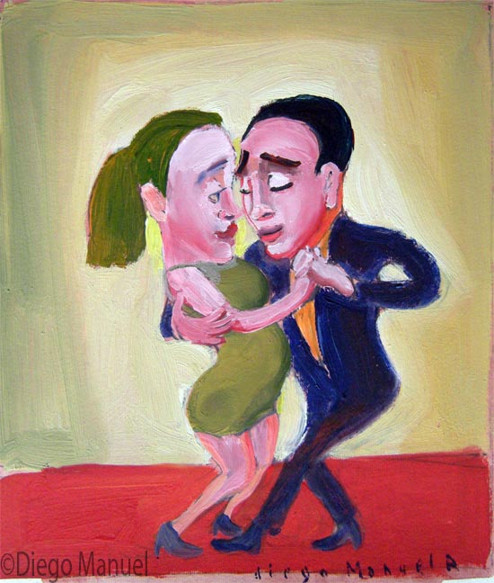 Bailarines canyengues. Pintura de la Serie Tango del artista Diego Manuel
