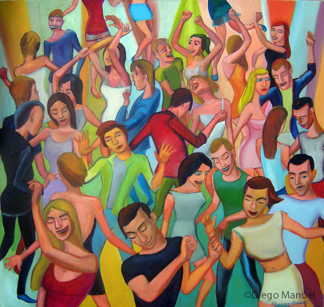Cuadro del artista Diego Manuel. El baile 6, acrylic on canvas, 100 x 95 cm, 2012