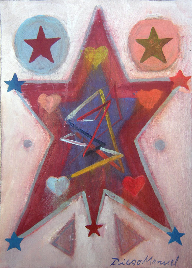 Estrella del amanecer 3, acrylic on canvas, . Abstract colorful painting