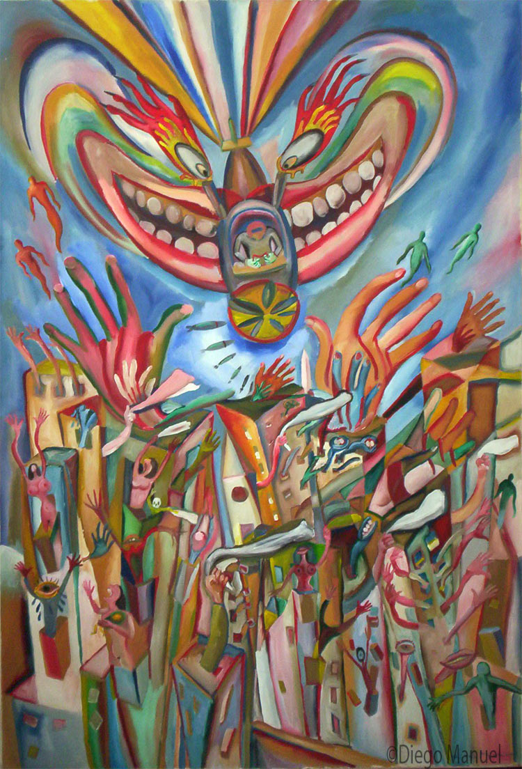 Guerra (war) , acrylic on canvas, 97 x 140 cm., year 2002