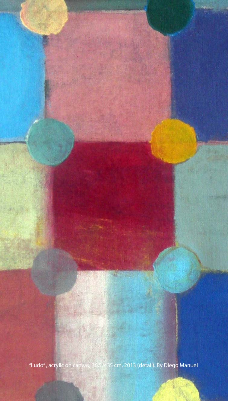 Ludo , acrylic on canvas, 36.5 x 35 cm, 2013. Pintura abstracta multicolor