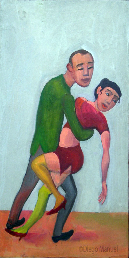 Noche de tango. Pintura de la Serie Tango del artista Diego Manuel