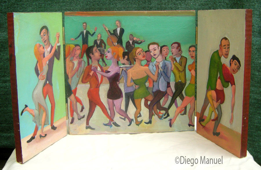 Noche de tango. Pintura de la Serie Tango del artista Diego Manuel
