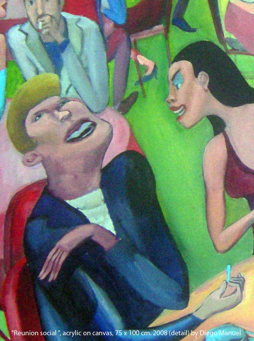 Cuadro del artista Diego Manuel. Reunion Social, acrylic on canvas,75 x 100 cm. 2008