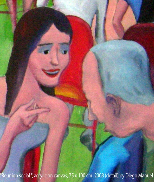 Cuadro del artista Diego Manuel. Reunion Social, acrylic on canvas,75 x 100 cm. 2008