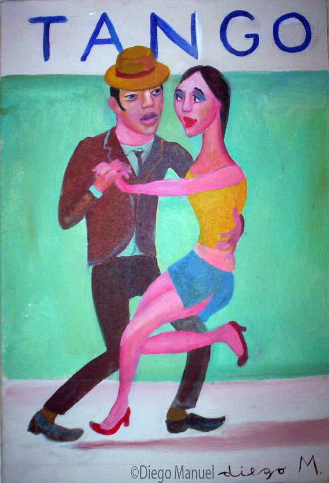 Tango milonguero 4. Pintura de la Serie Tango del artista Diego Manuel