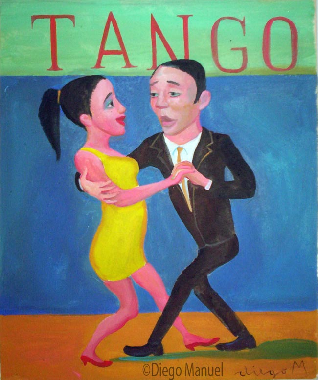 Tango milonguero 6 . Pintura de la Serie Tango del artista Diego Manuel