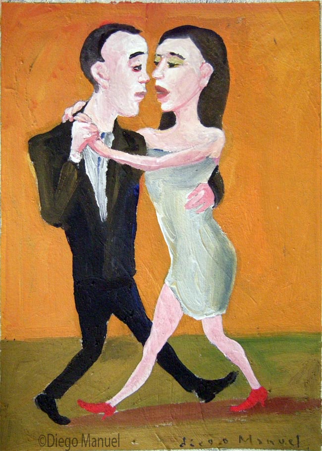 Tango Milonguero. Pintura de la Serie Tango del artista Diego Manuel