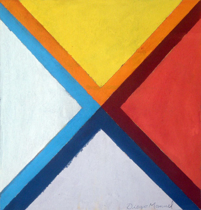 X 2 , acrylic on canvas, 34 x 32 cm, 2013. Abstract colorful painting