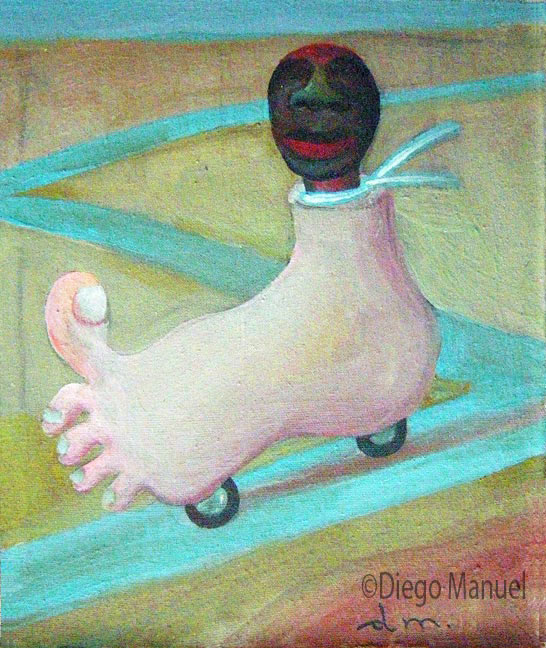 Auto pie, acrylic on canvas, 22 x 24 cm, 2004