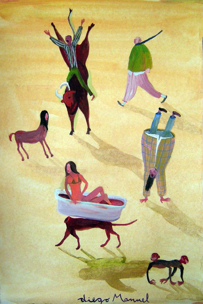 dibujos bosquianos 3, acrylic on canvas , 19 x 27 cm, 2008
