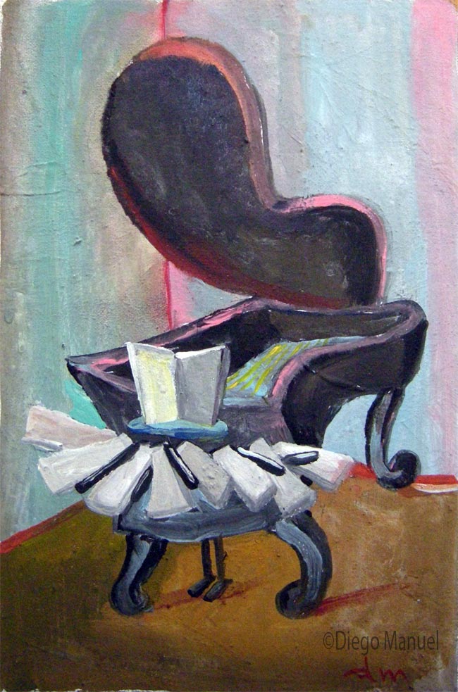 crazy piano, acrylic on canvas, 15 x 23 cm. 2004. , pintura de la Serie Piano del artista Diego Manuel