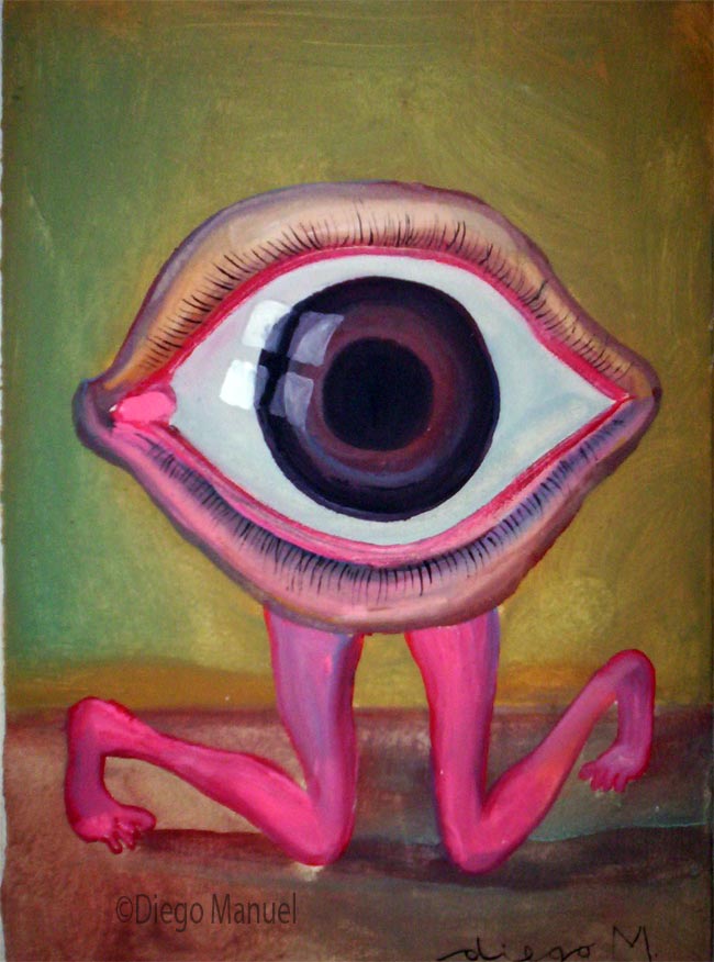 ojo de rodillas, acrylic on canvas, 30 x 20 cm year 2006