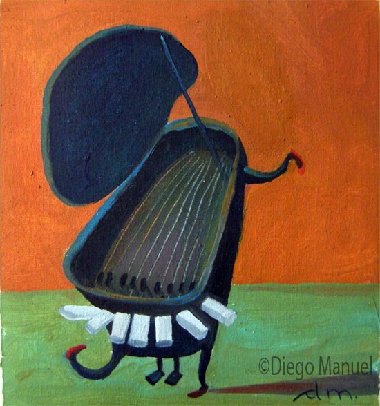 piano divertido, pintura de la Serie Piano del artista Diego Manuel