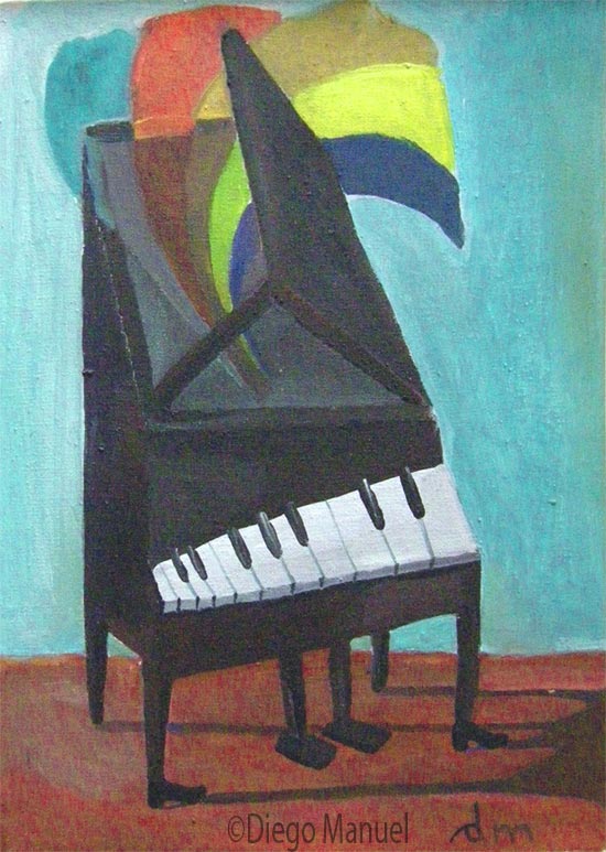 piano arco iris 3, pintura de la Serie Piano del artista Diego Manuel