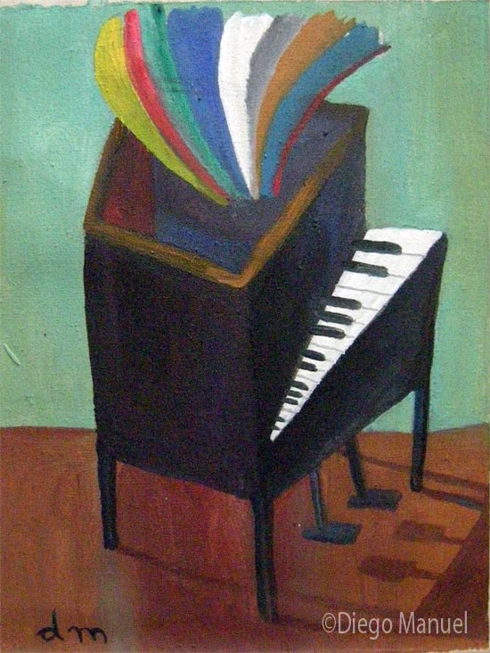 piano arco iris 4, pintura de la Serie Piano del artista Diego Manuel