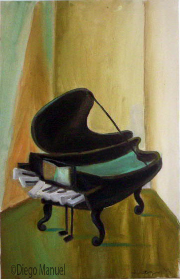 piano negro, pintura de la Serie Piano del artista Diego Manuel