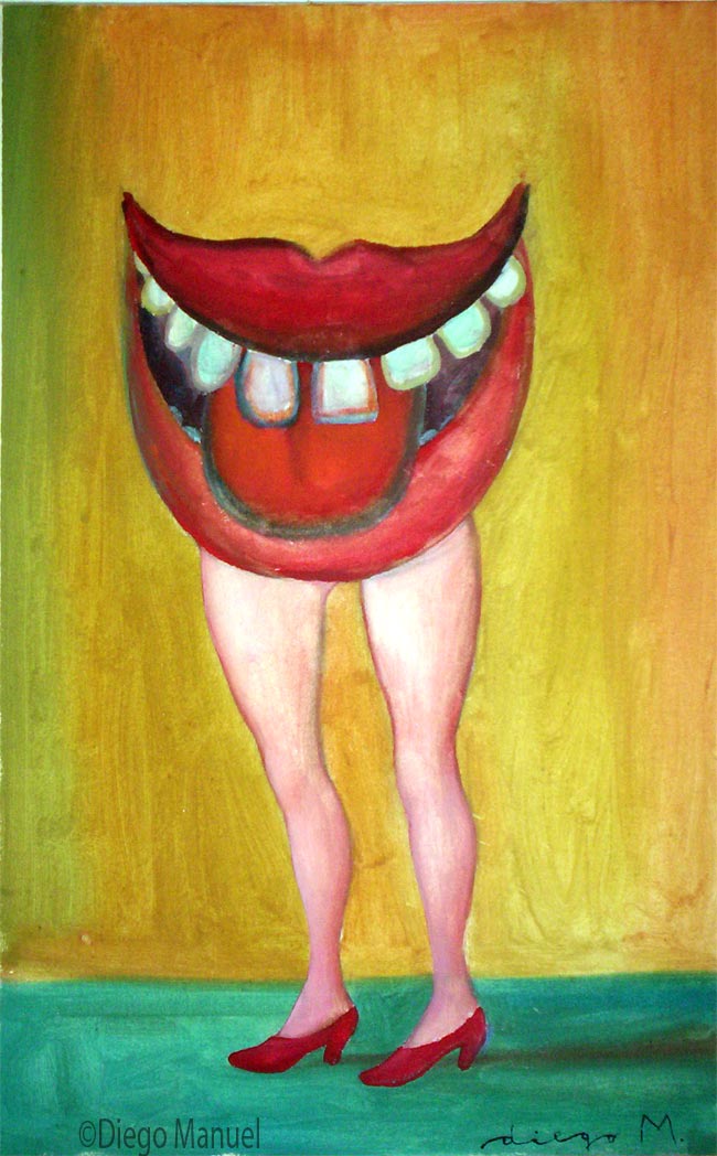 risa piernas 2 , acrylic on canvas, 30 x 45 cm., year 2006