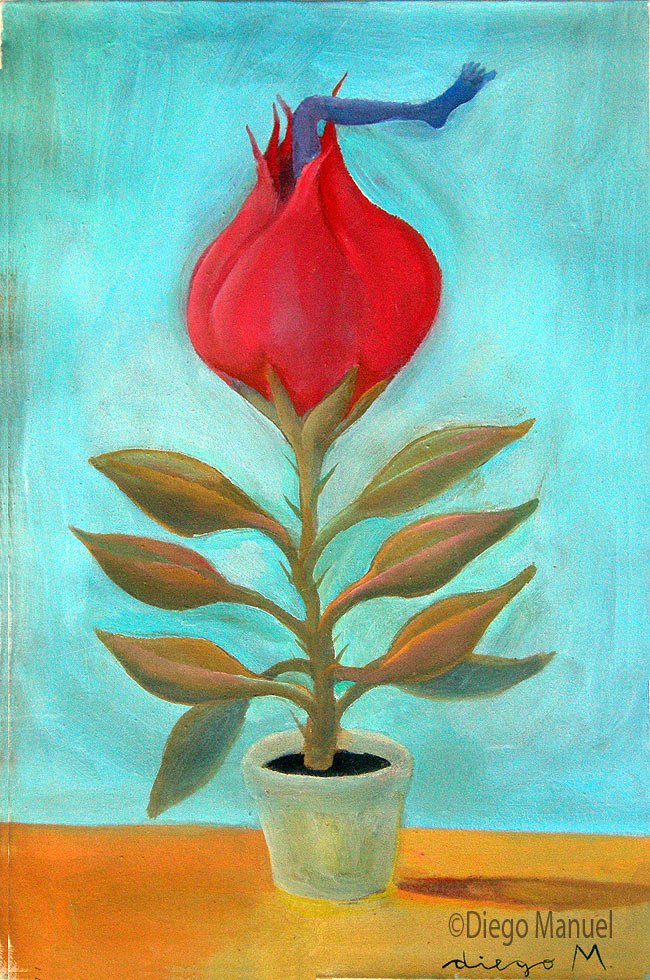 flor carnivora, acrylic on canvas, 29x 44 cm. 