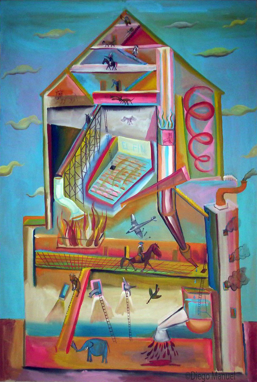 casa con trampas, acrylic on canvas, 140 x 95 cm., year 2003