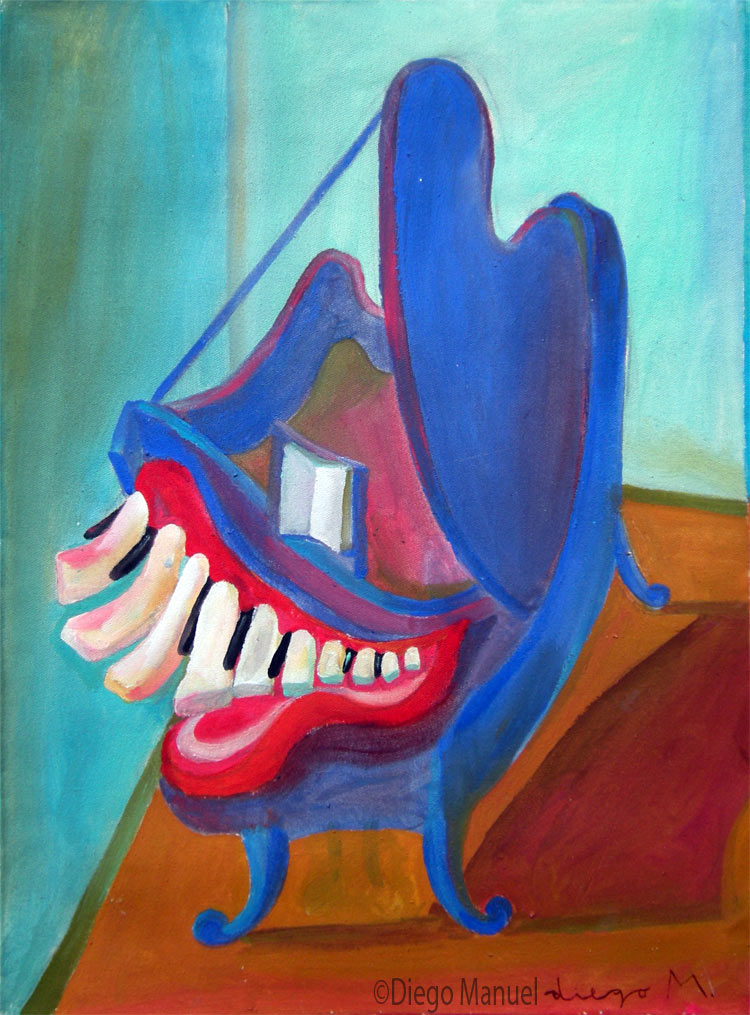 Piano sonrisa, pintura de la Serie Piano del artista Diego Manuel