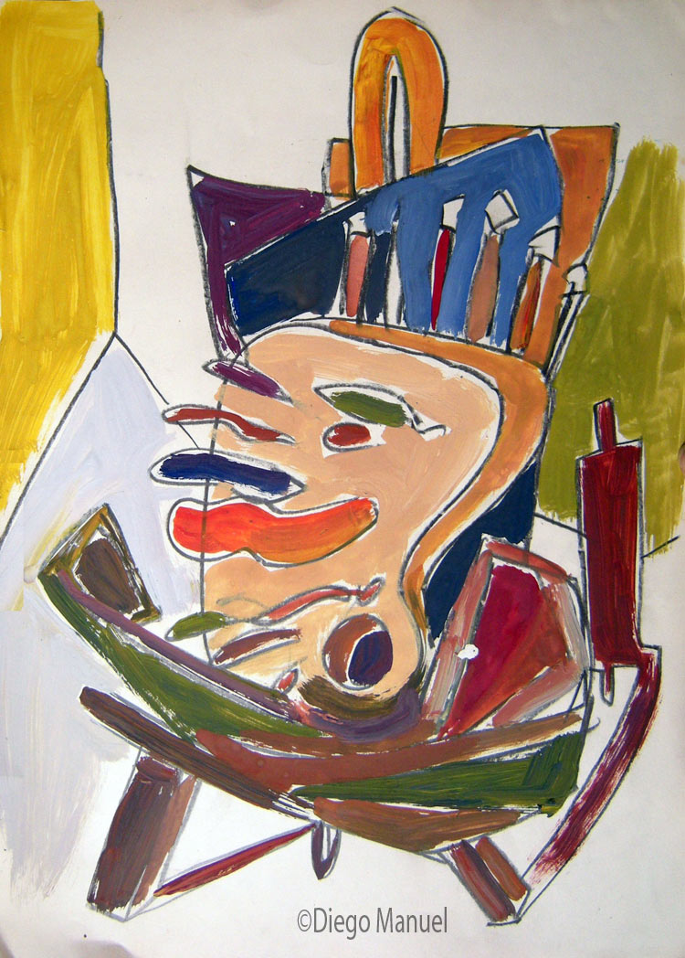 caballete loco, acuarela, 25 x 20 cm., year 1998