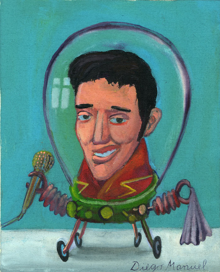 Elvis robot , acrylic on canvas, 20 x 25 cm. year 2014