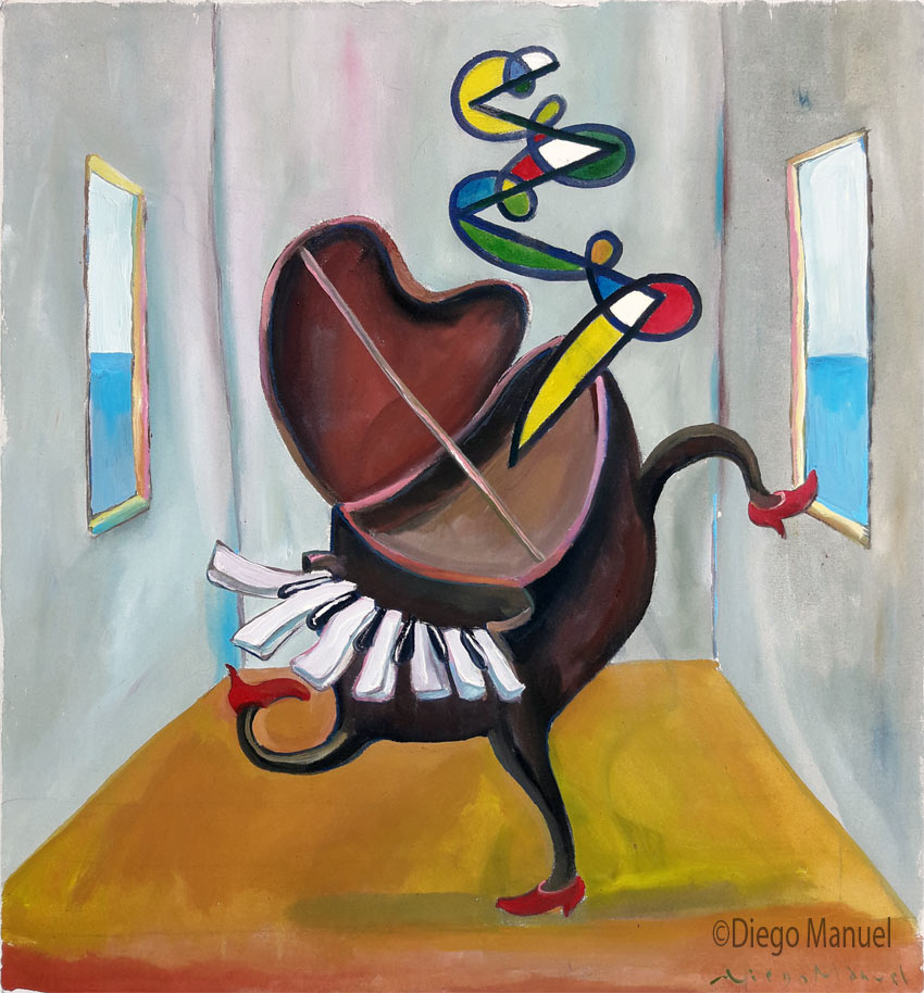 piano bailarin 4, pintura de la Serie Piano del artista Diego Manuel