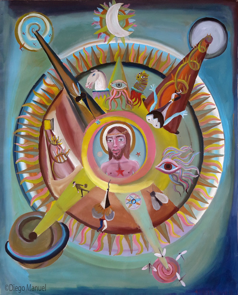 historia del sol, acrylic on canvas, 100 x 80 cm., year 1998