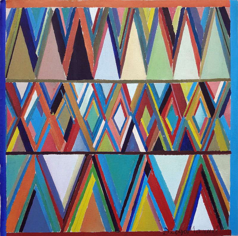 Composicion Numero 14, acrylic on canvas, 30 x 30 cm. 2013. Abstract colorful painting